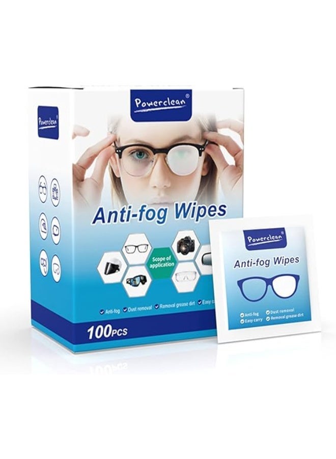 عبوة من 100 منديل مضاد للضباب للنظارات، مناديل تنظيف العدسات مغلفة بشكل فردي، مناديل مبللة مسبقًا لتنظيف العدسات والشاشات، مضادة للضباب ومغلفة بشكل فردي لتنظيف النظارات - Image 1